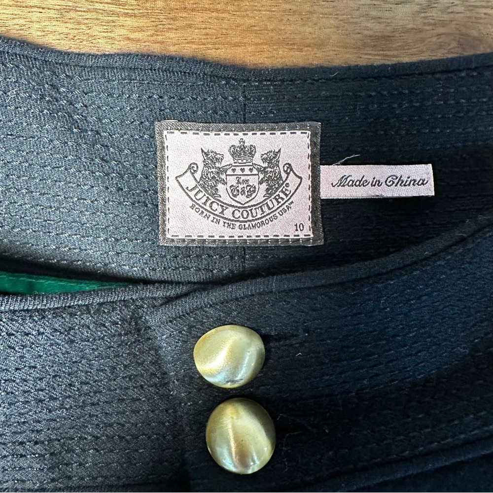 Juicy Couture Black Pants Wool with Gold Buttons
